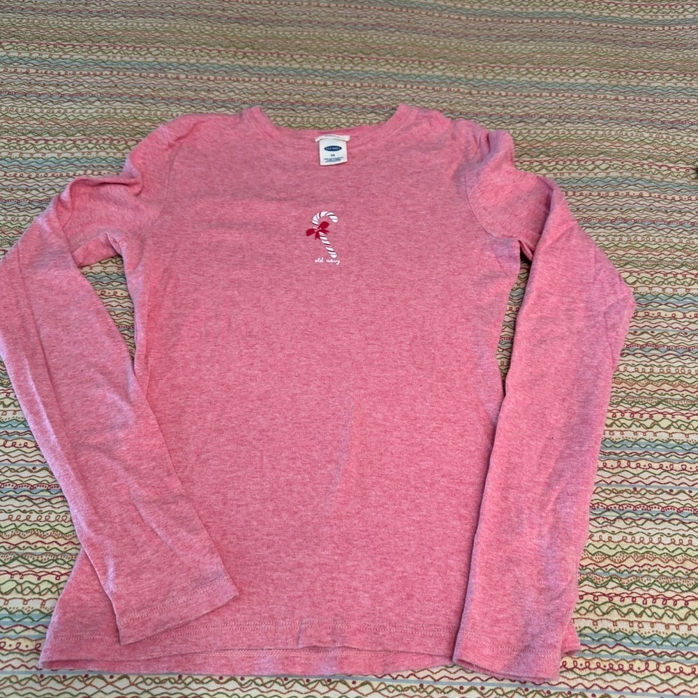 Vintage 2003 Old Navy Red/Pink Long Sleeve Tee Candy Cane Size XS